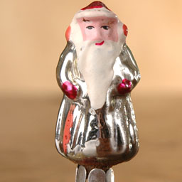 Antique tiny Christmas glass ornament SANTA 
