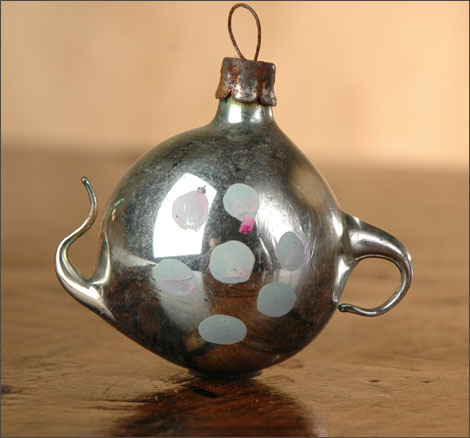 Antique Christmas ornament TEAPOD