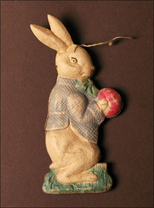 Antique Christmas ornament RABBIT with BALL