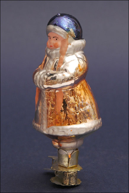 Vintage Christmas glass ornament GIRL with MUFF