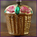 Antique Christmas ornament BASKET WITH FLOWERS