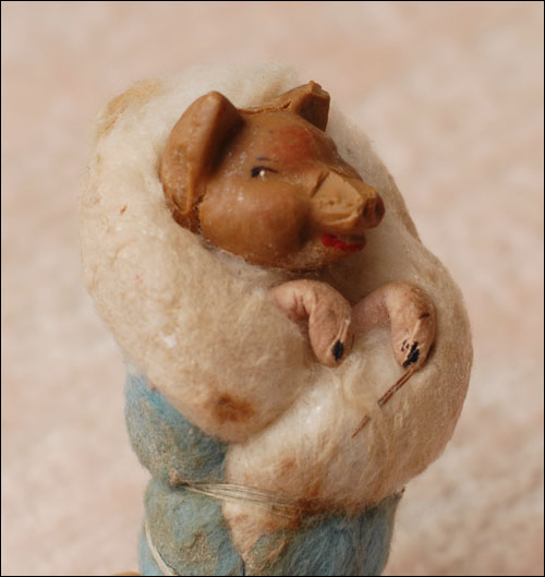 Antique Christmas ornament SWADDLED PIGLET