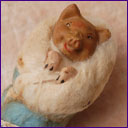 Antique Christmas ornament SWADDLED PIGLET