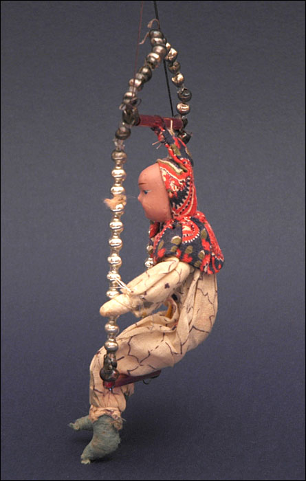 Antique Christmas ornament CLOWN on SWING