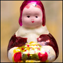 Antique Christmas glass ornament GIRL WITH BASKET