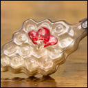 Antique glass Christmas ornament BEE ON HONEYCOMBS