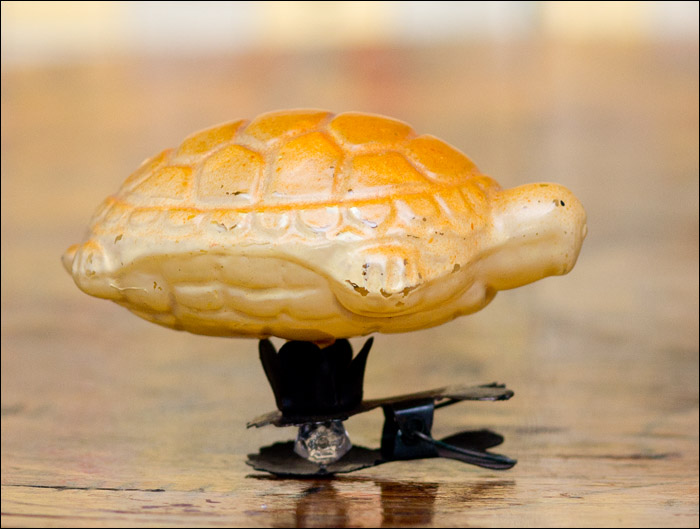 Antique glass Christmas ornament TURTLE