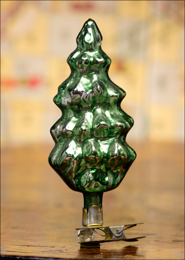 Antique silver glass ornament CHRISTMAS TREE
