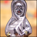 Antique Christmas silver glass ornament of SNOWGIRL