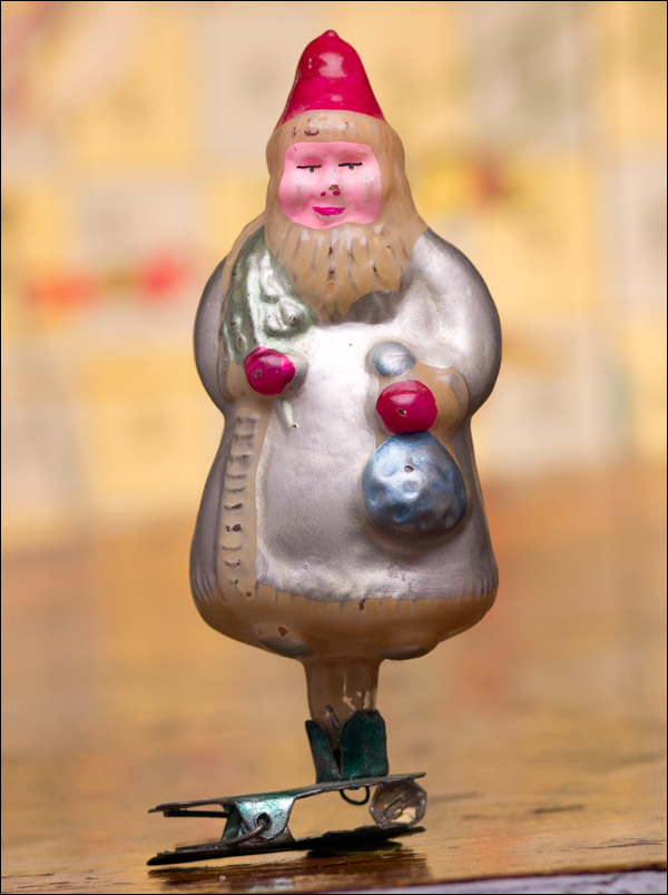 Antique Christmas glass ornament SANTA