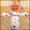 Antique cotton Christmas ornament CLOWN WITH HOOP
