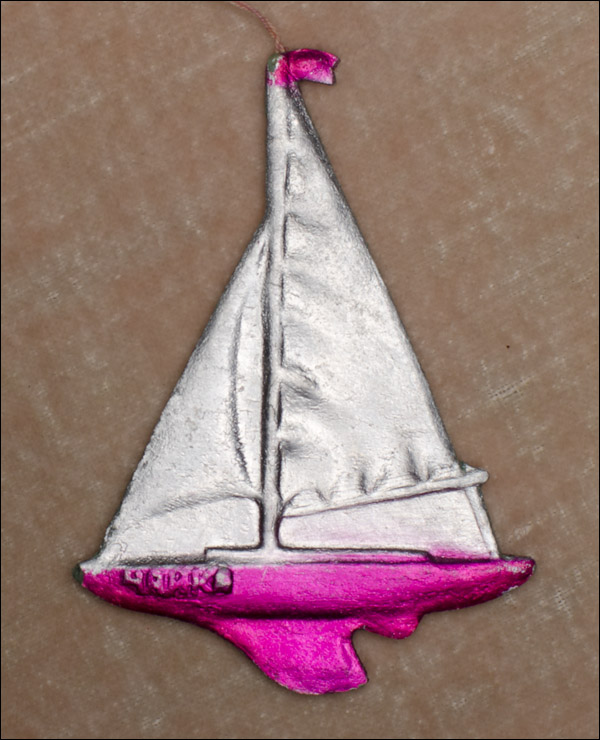 Vintage Dresden Christmas ornament YACHT