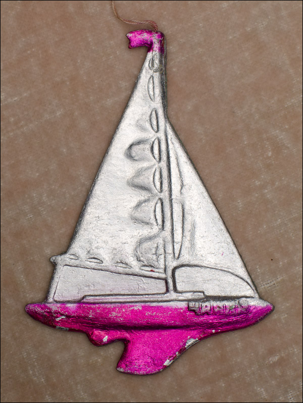 Vintage Dresden Christmas ornament YACHT