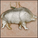 Vintage Dresden Christmas ornament BOAR