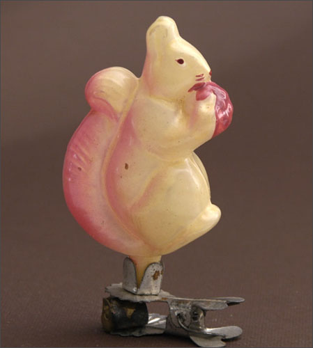 Vintage Christmas ornament SQUIRREL with NUT