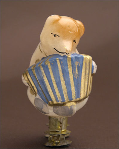Vintage Christmas ornament BEAR with ACCORDION