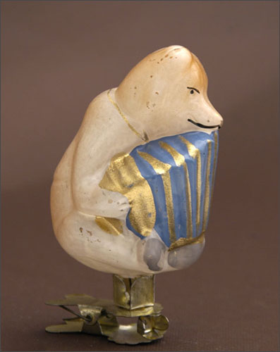 Vintage Christmas ornament BEAR with ACCORDION