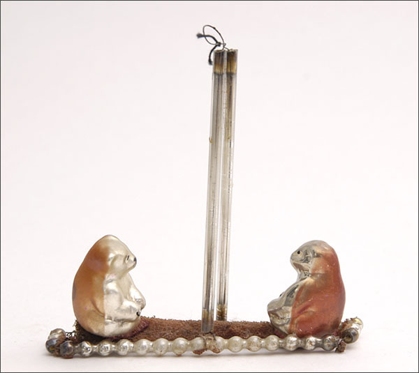 Vintage Christmas ornament BEAR CUBS on SWING
