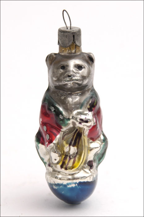 Vintage Christmas ornament CAT with VIOLIN