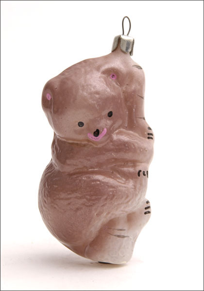 Vintage Christmas ornament BEAR on BIRCH