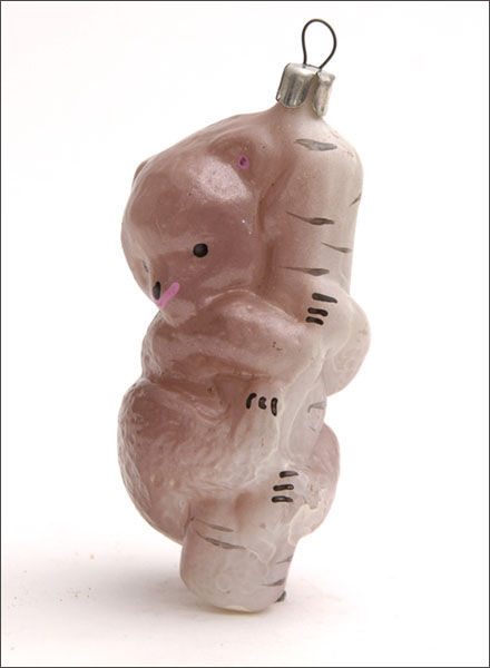 Vintage Christmas ornament BEAR on BIRCH
