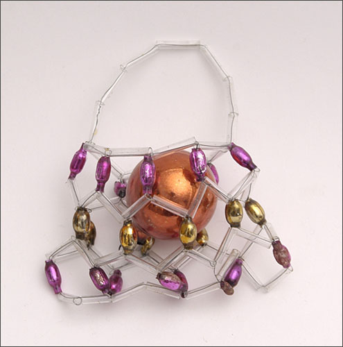 Vintage Christmas beaded glass ornament BAG