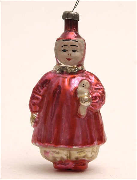 Vintage Christmas ornament GIRL with DOLL