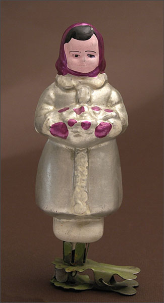 Vintage Christmas ornament GIRL with BASKET