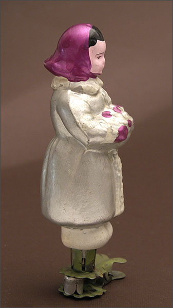 Vintage Christmas ornament GIRL with BASKET