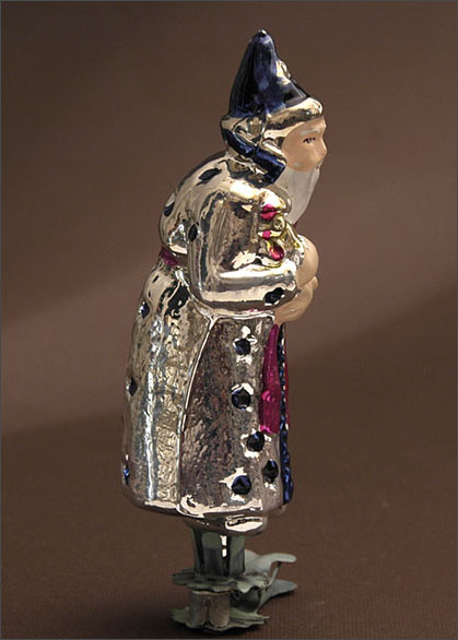 Vintage Christmas ornament WIZARD with ROOSTER