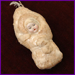 Antique Christmas ornament SWADDLED BABY
