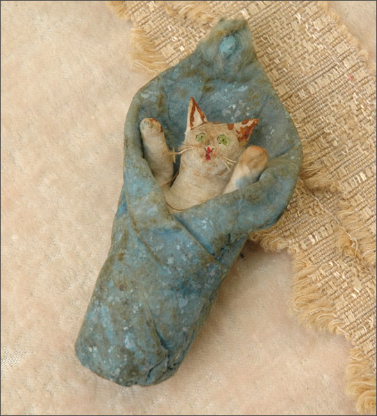 Antique Christmas ornament SWADDLED KITTEN