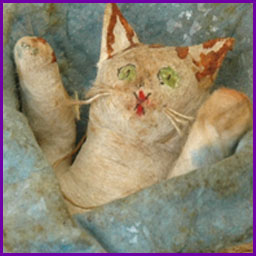 Antique Christmas ornament SWADDLED KITTEN
