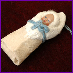 Antique Christmas ornament SWADDLED BABY