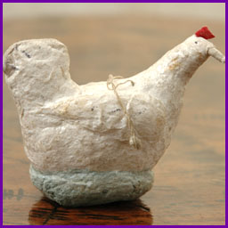Antique Christmas ornament CHICK ON ROOST