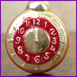 Antique Huge Kugel Christmas ornament CLOCK