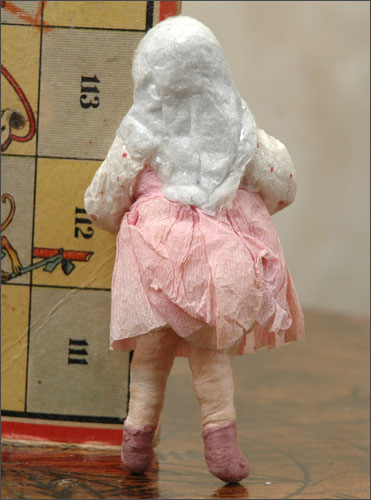 Antique Christmas ornament GIRL in PINK SKIRT
