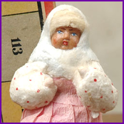 Antique Christmas ornament GIRL in PINK SKIRT