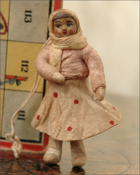 Antique Christmas ornament GIRL in SKIRT