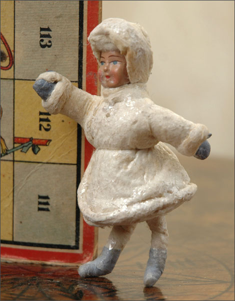 Antique Christmas ornament GIRL With SNOWBALL