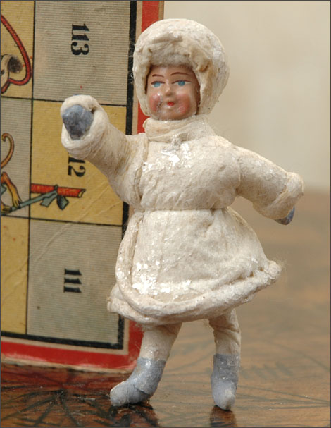 Antique Christmas ornament GIRL With SNOWBALL