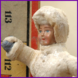 Antique Christmas ornament GIRL With SNOWBALL