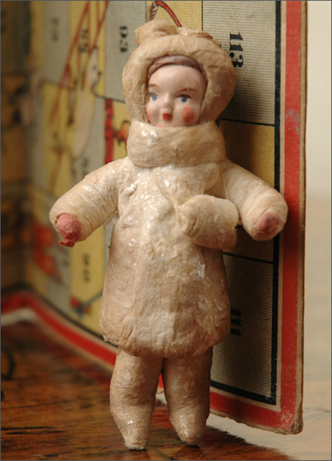 Antique Christmas ornament GIRL With MUFF