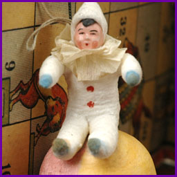 Antique Christmas ornament CLOWN on BALL
