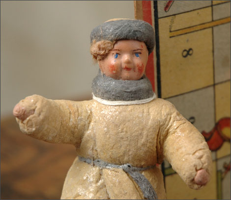 Antique Christmas ornament BOY IN WINTER DRESS
