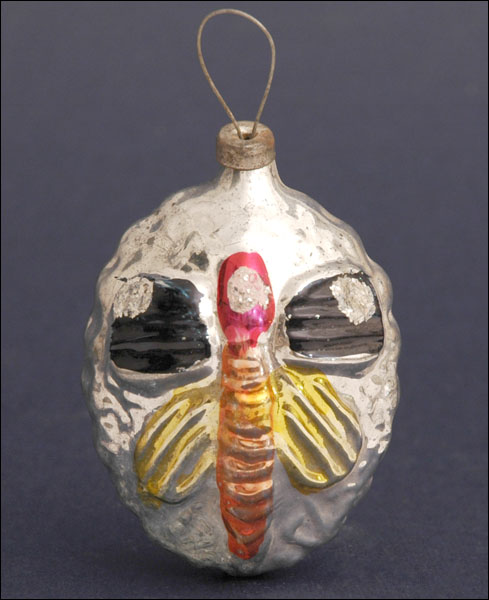 Antique Christmas ornament BUTTERFLY on LEAF