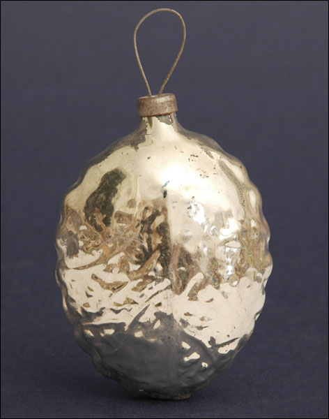 Antique Christmas ornament BUTTERFLY on LEAF