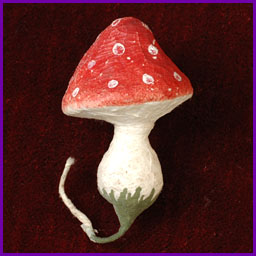 Antique Christmas cotton ornament MUSHROOM