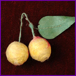 Antique Christmas cotton ornament CHERRIES