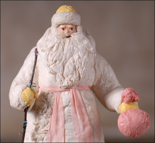 Antique Christmas tree cotton figure of SANTA
